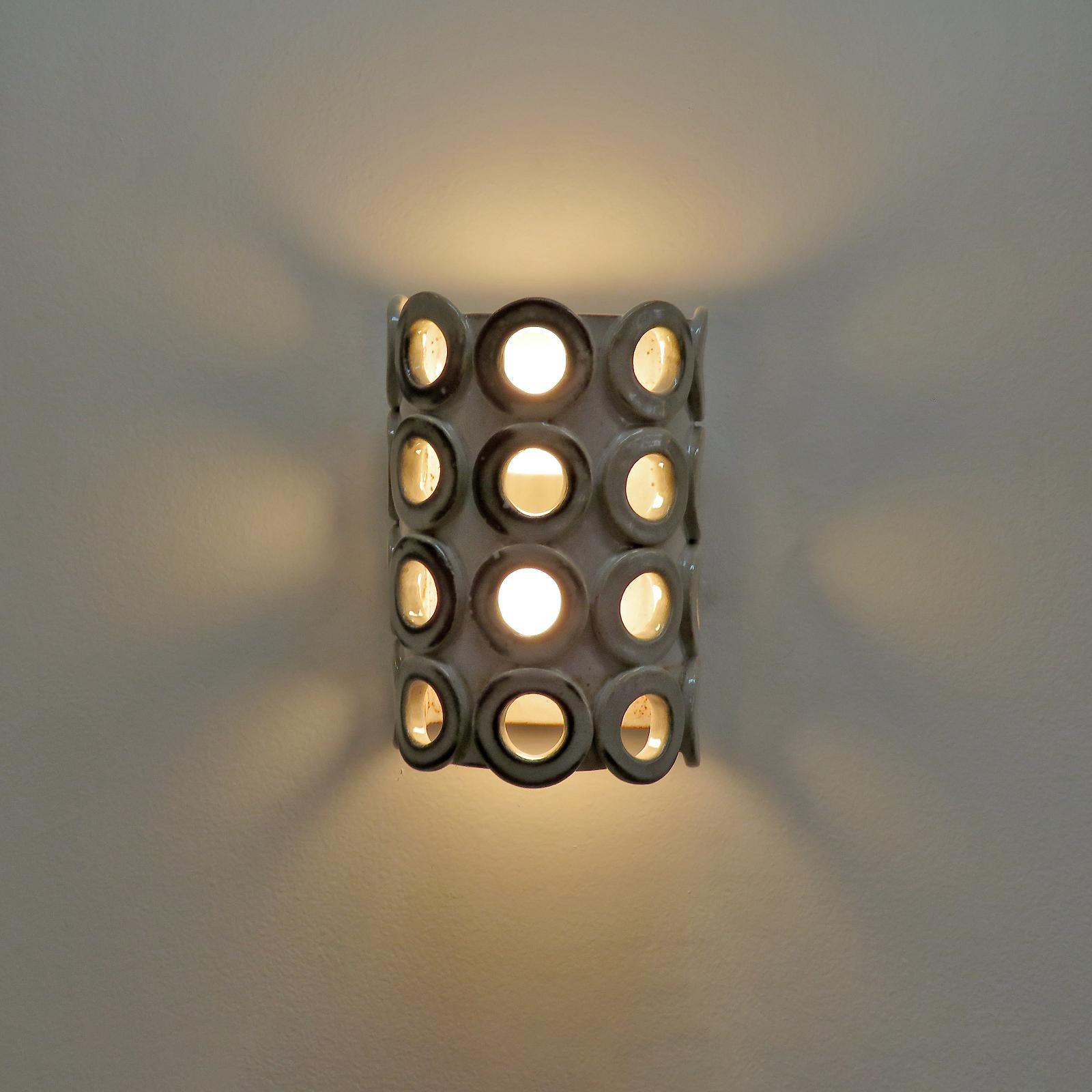 Brass Ceramic Wall Light No.50 by Heather Levine For Sale