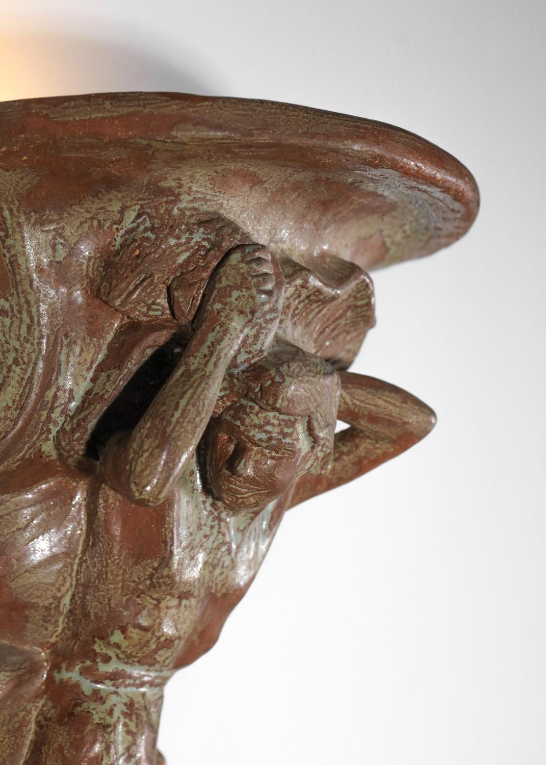 Aplique de cerámica con decoración de sirena de los años 60 Art Decó en venta