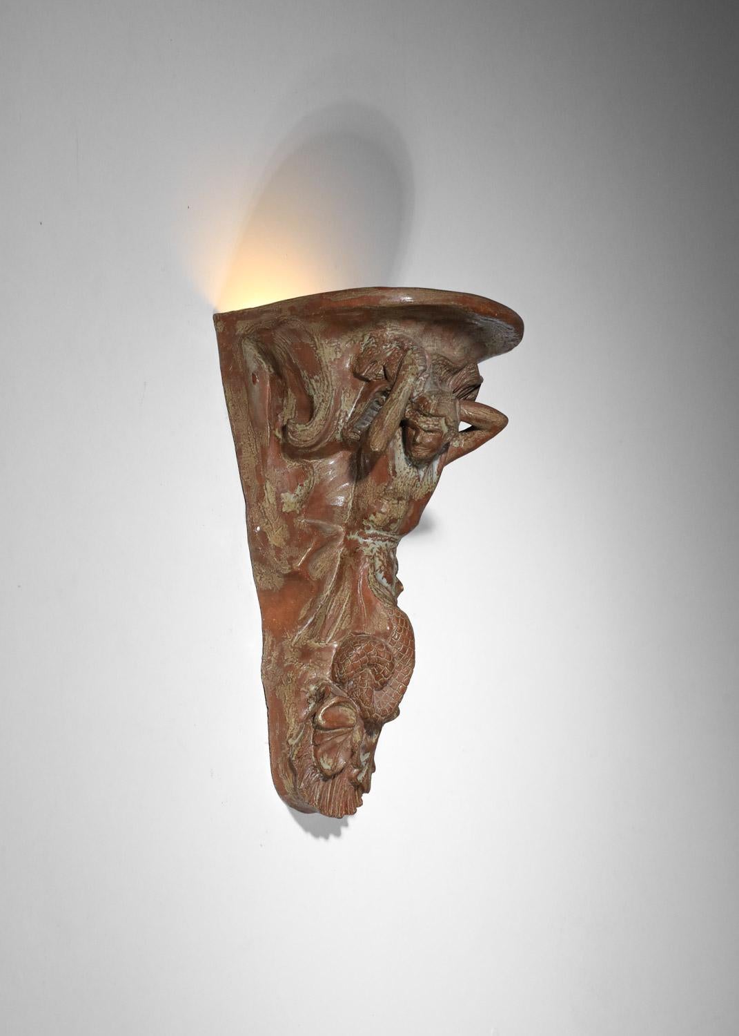 Aplique de cerámica con decoración de sirena de los años 60 Hecho a mano en venta