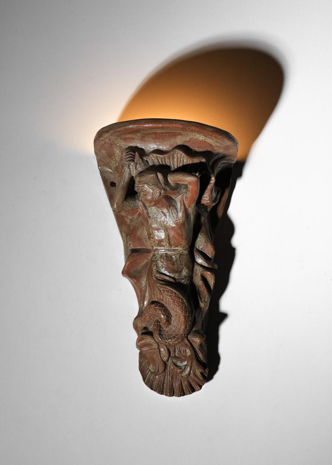 Aplique de cerámica con decoración de sirena de los años 60 mediados del siglo XX en venta