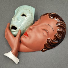 Wandmaske aus Keramik von Goldscheider. 1940 - 1950