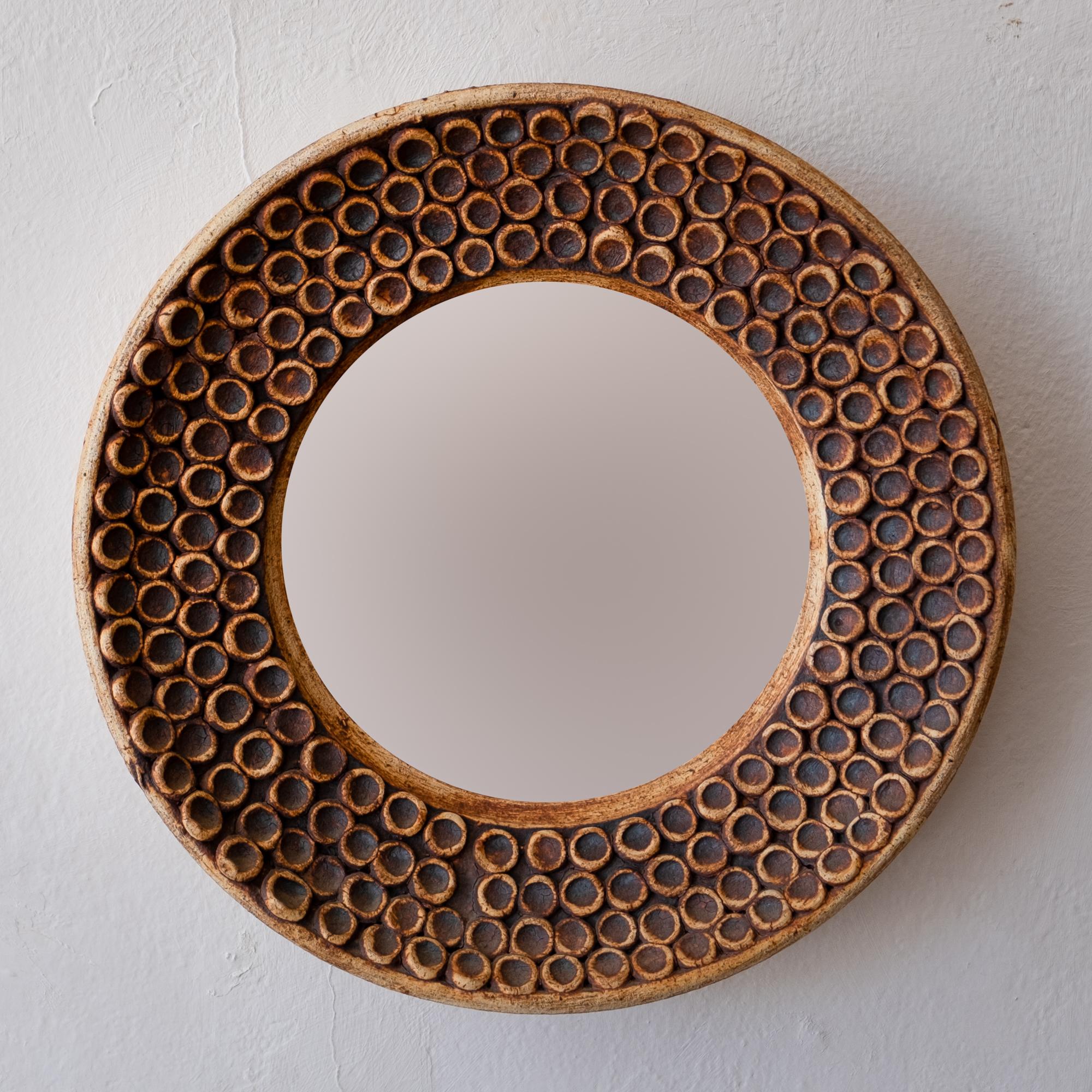Ceramic Wall Mirror, 1960s In Good Condition For Sale In San Diego, CA