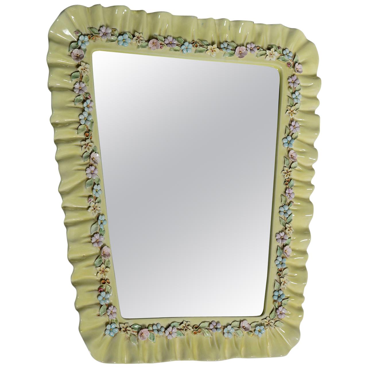 Ceramic Wall Mirror Attributed to Lenci