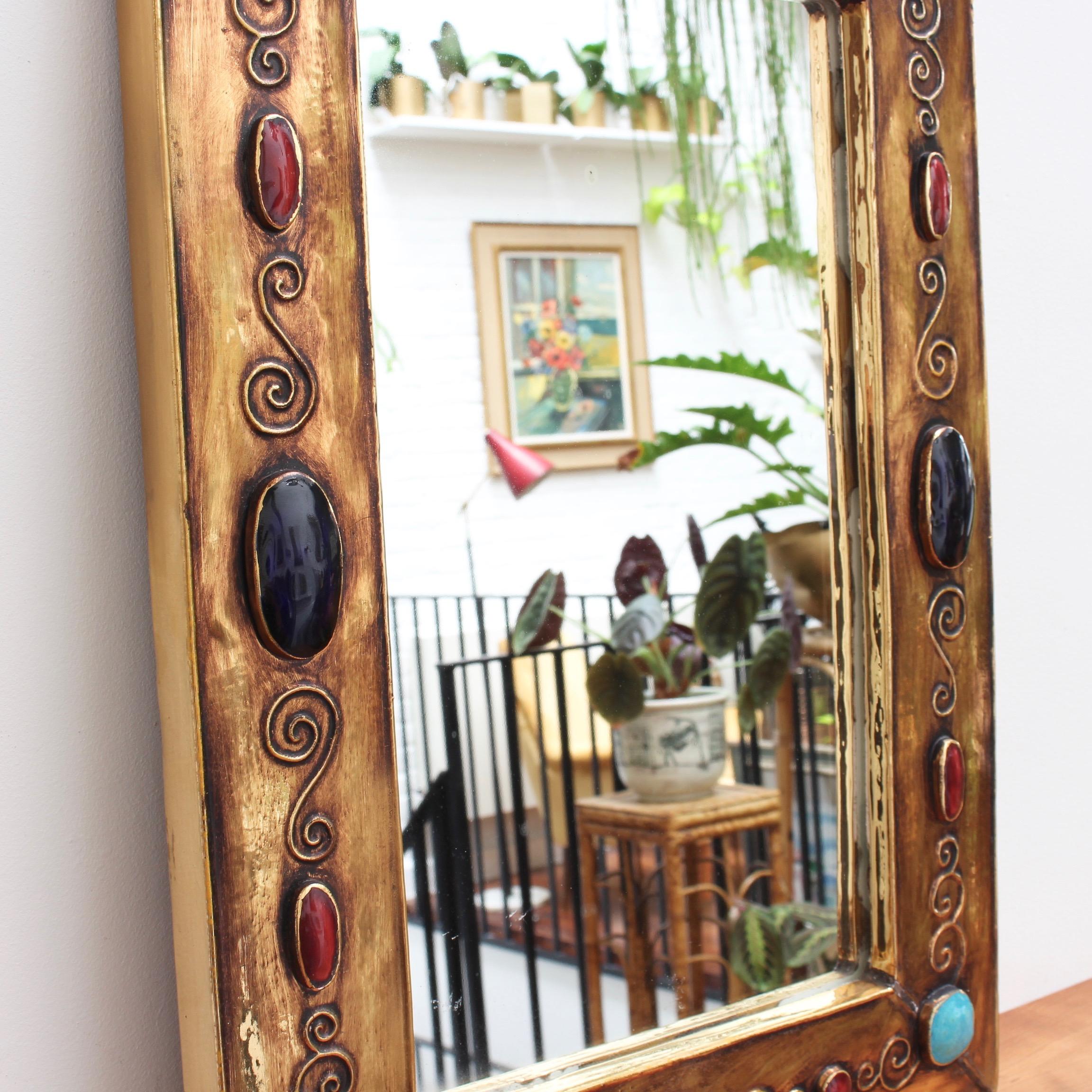 Large Ceramic Wall Mirror by François Lembo, circa 1960s-1970s 5