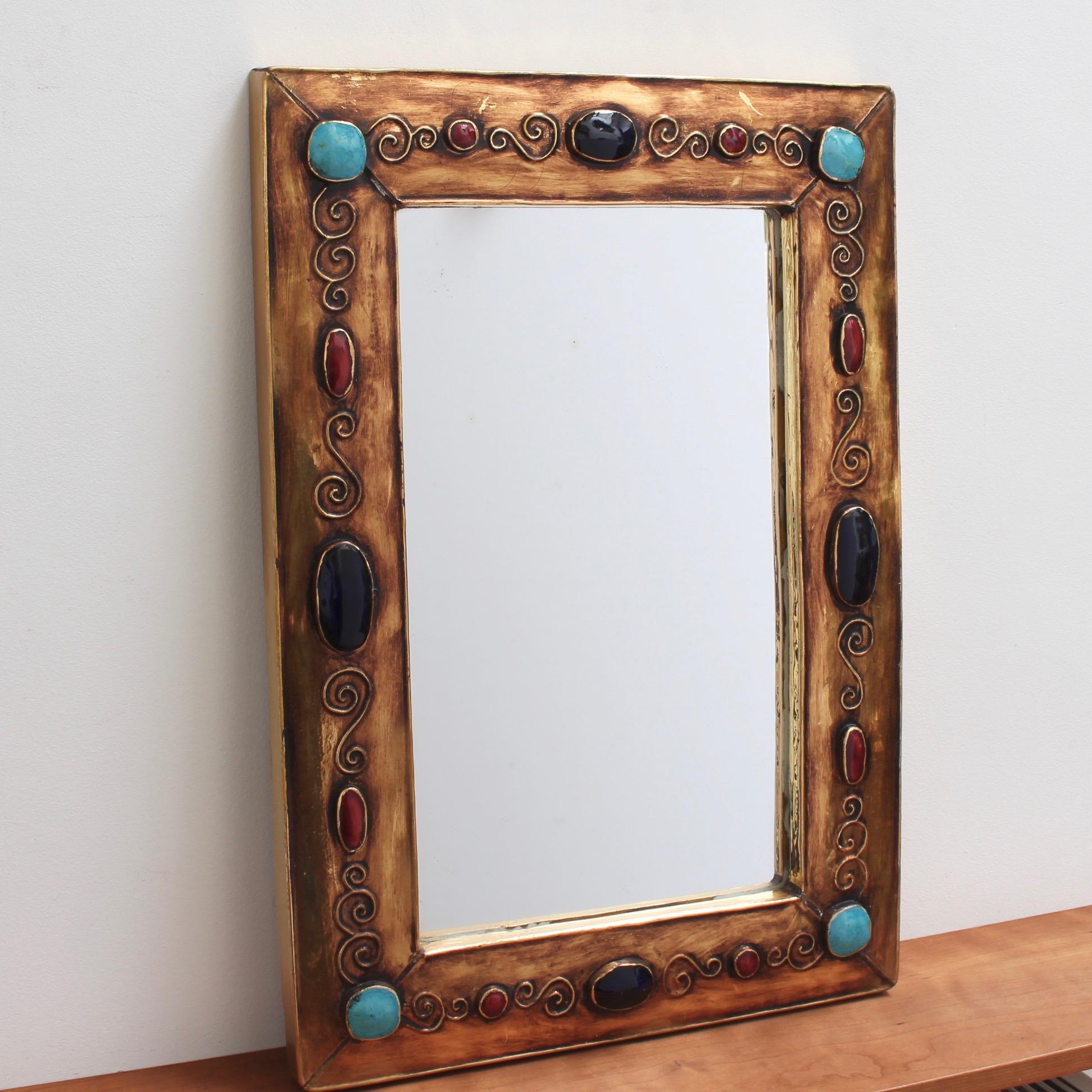 Large Ceramic Wall Mirror by François Lembo, circa 1960s-1970s 8