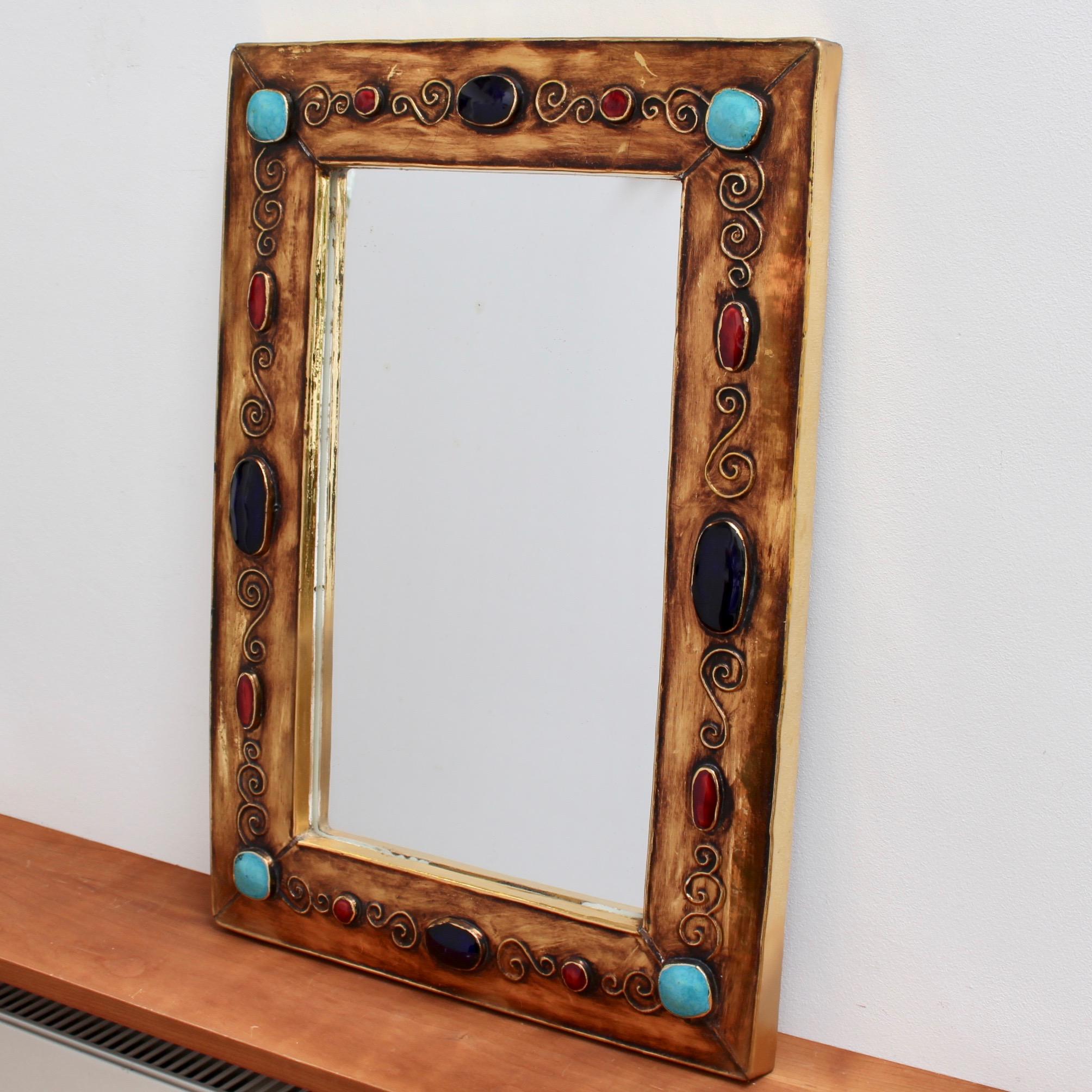 Large Ceramic Wall Mirror by François Lembo, circa 1960s-1970s 9