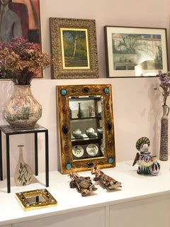 Large Ceramic Wall Mirror by François Lembo, circa 1960s-1970s