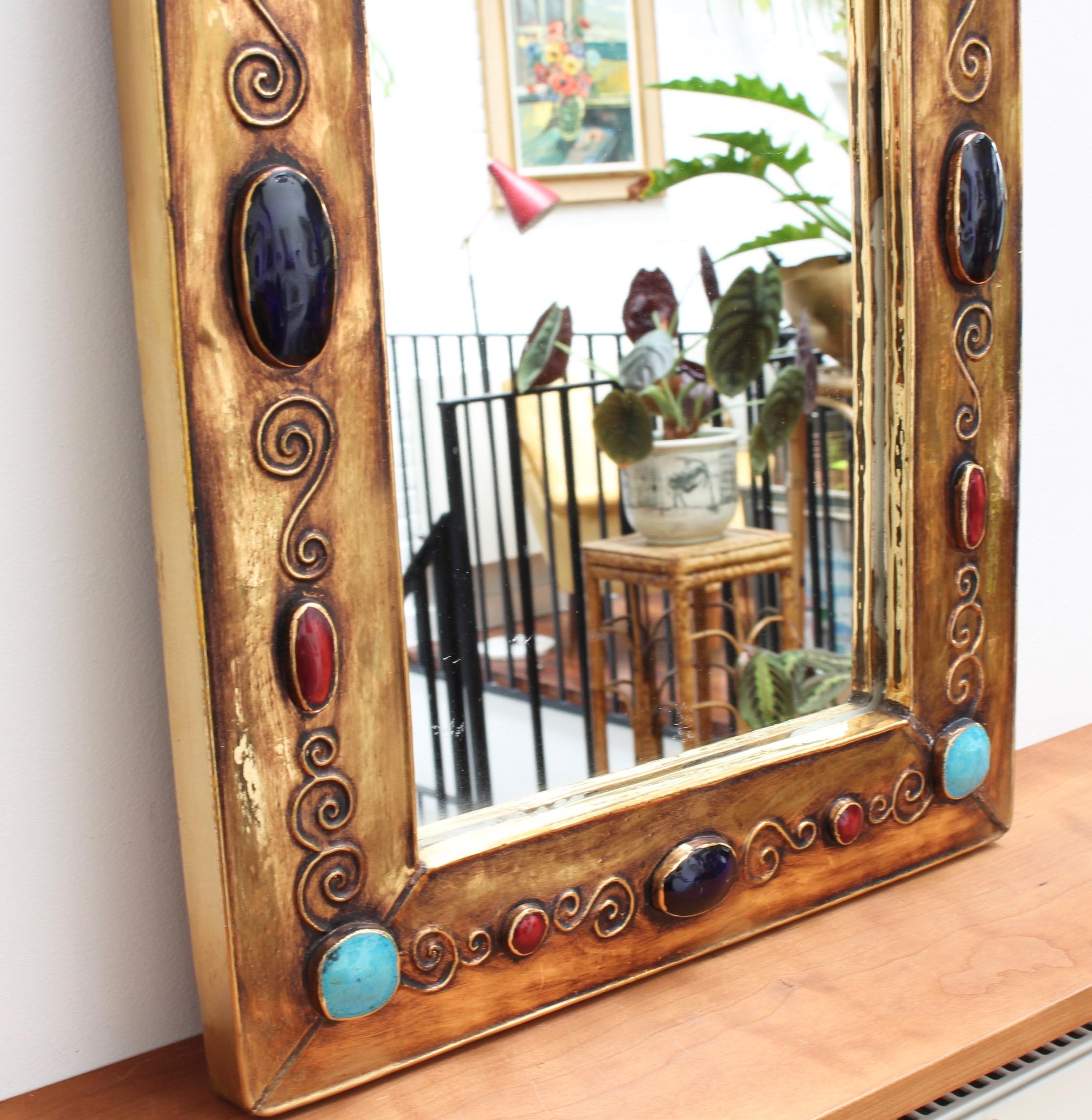Large Ceramic Wall Mirror by François Lembo, circa 1960s-1970s 4