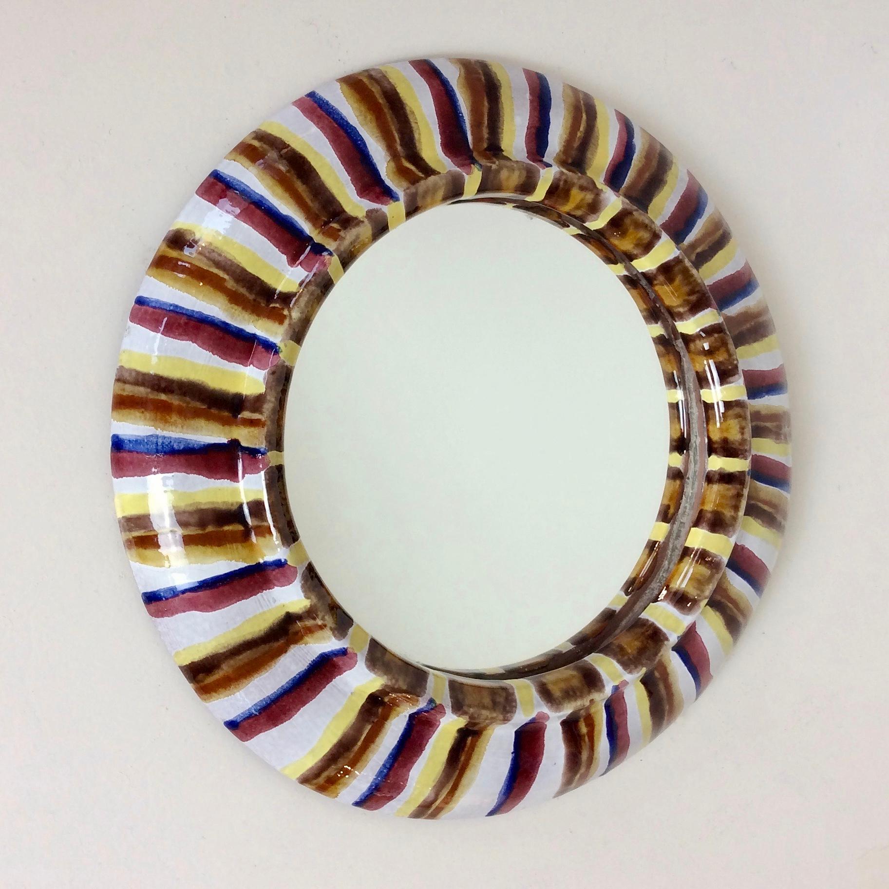Vernissé Miroir mural en céramique, vers 1960, France en vente