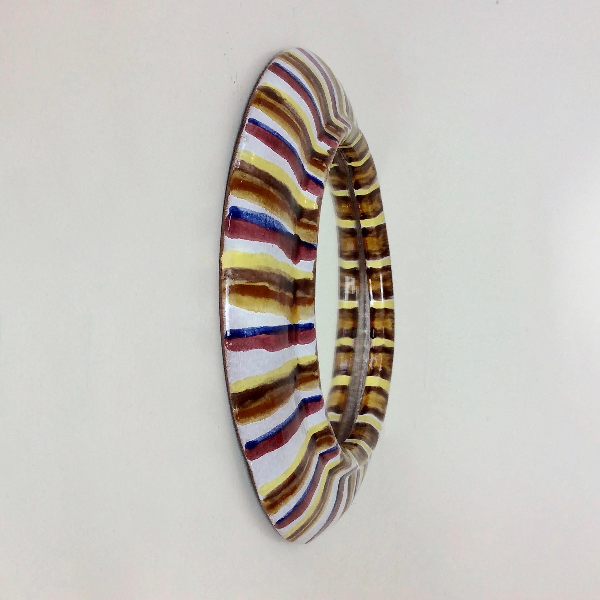 Milieu du XXe siècle Miroir mural en céramique, vers 1960, France en vente