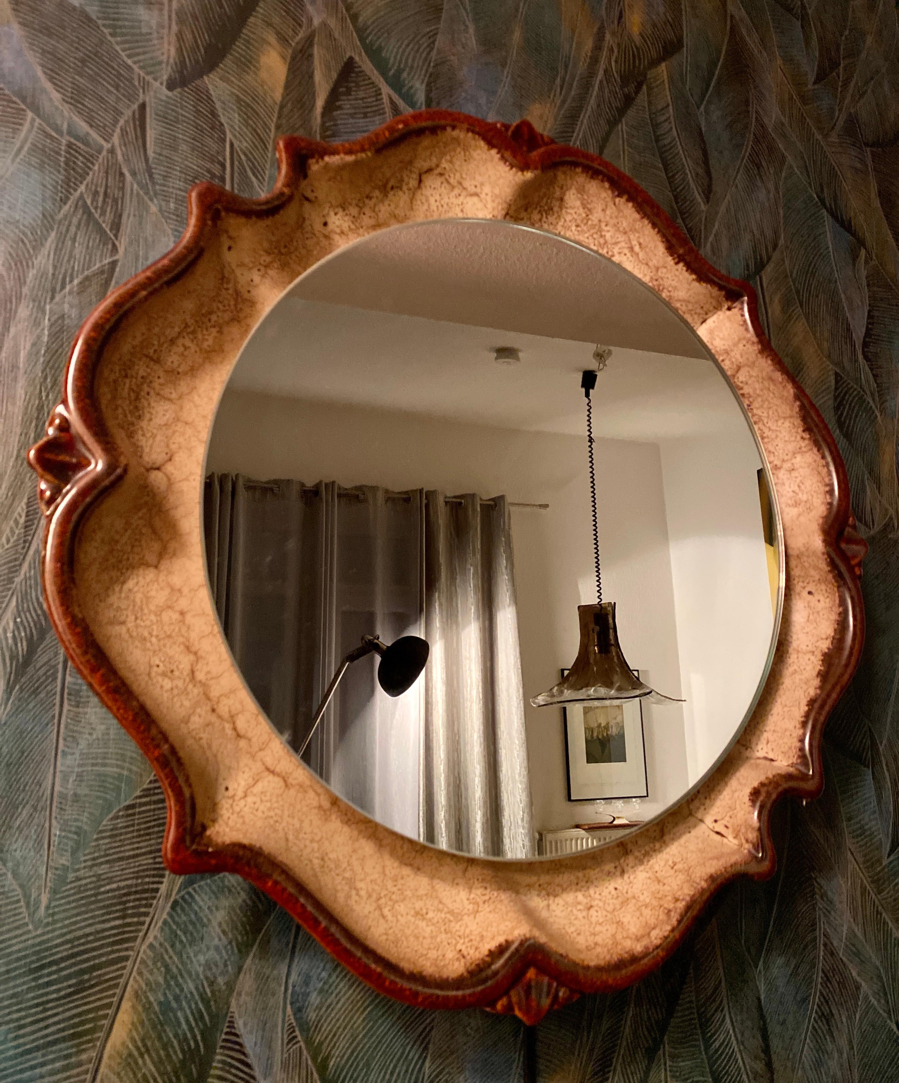Ceramic wall mirror from PAN For Sale 3