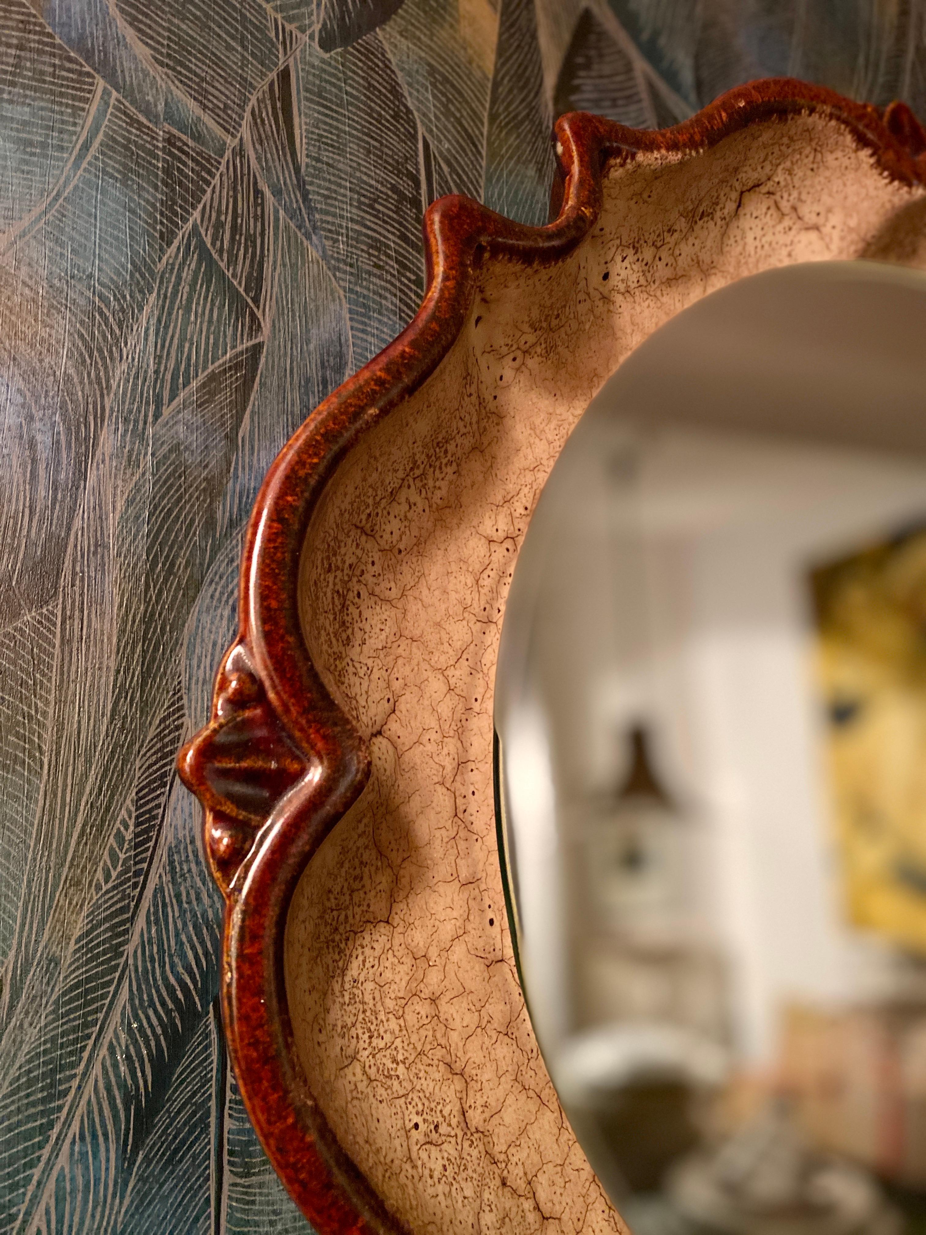 Ceramic wall mirror from PAN For Sale 4