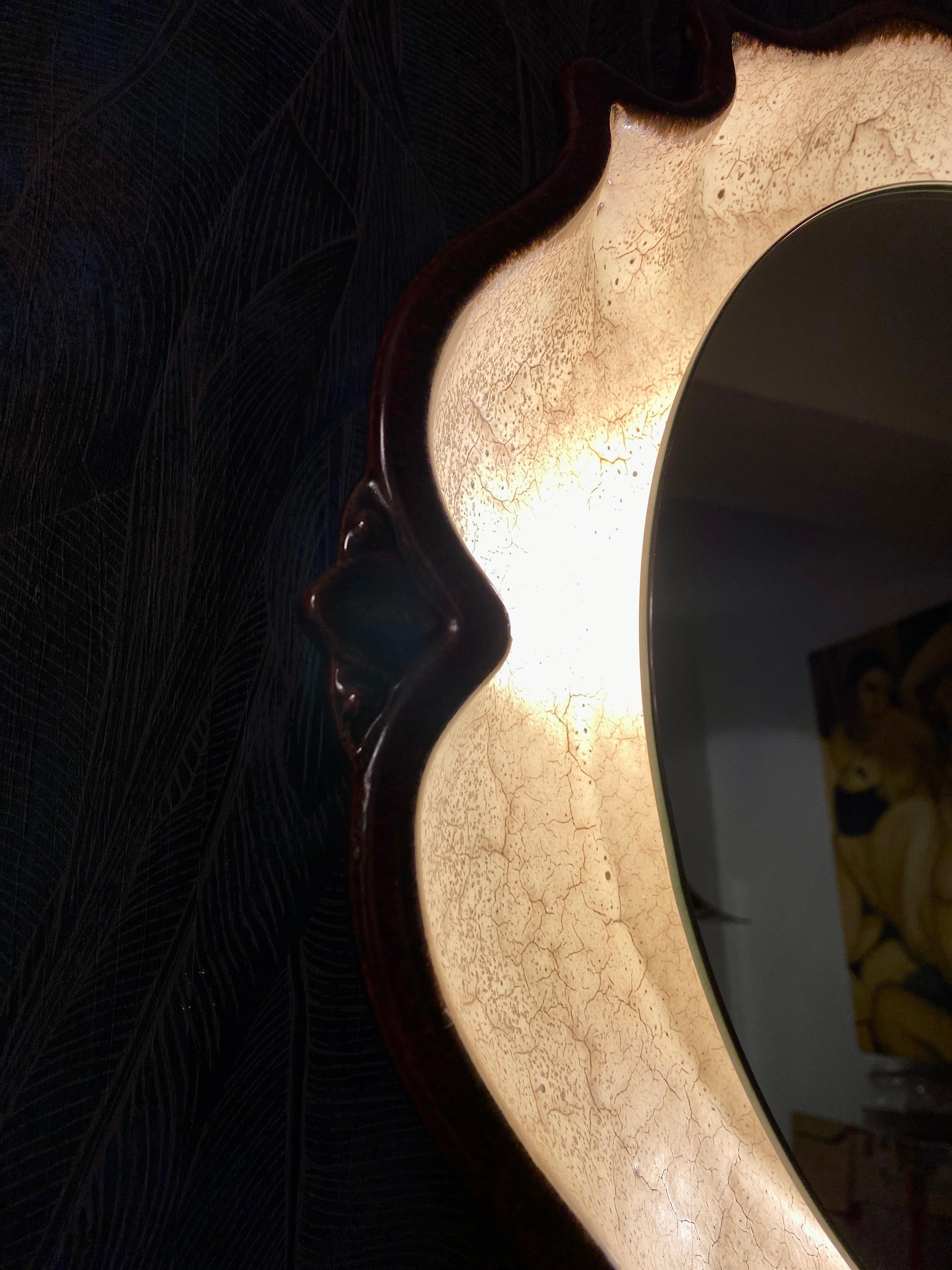 German Ceramic wall mirror from PAN For Sale