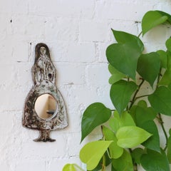Ceramic Wall Mirror in Female Form by Albert Thiry, circa 1960s