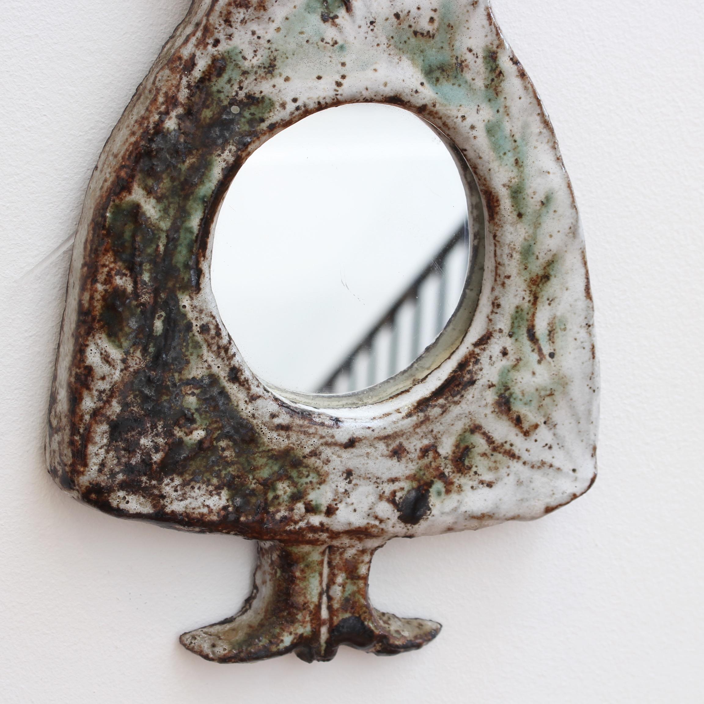 Ceramic Wall Mirror in Female Form by Albert Thiry, circa 1960s 2
