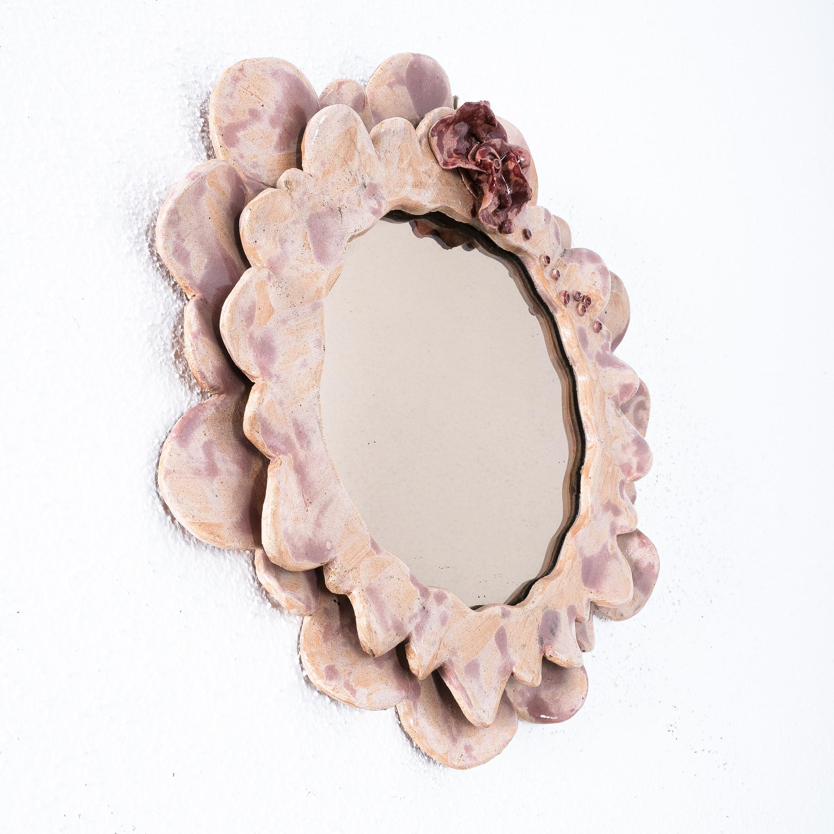 Ceramic Wall Mirror, Midcentury, France For Sale 2