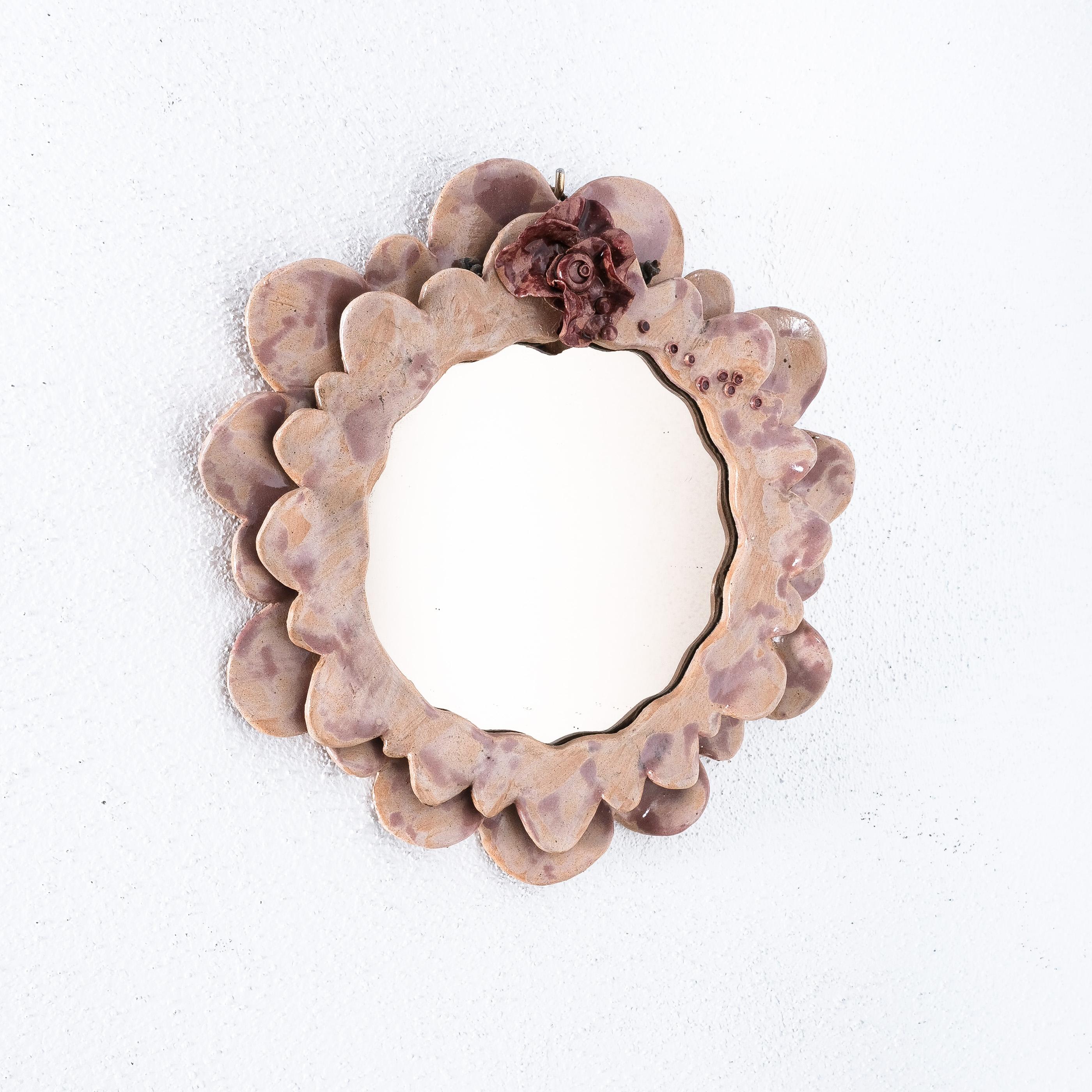 Ceramic Wall Mirror, Midcentury, France For Sale 3