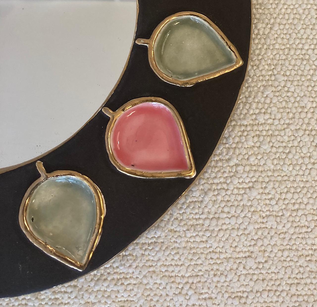 Mid-Century Modern Ceramic Wall Mirror, 