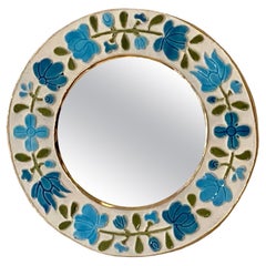 Ceramic Wall Mirror, " Romantic" by Mithé Espelt, France, 1965