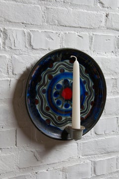 Ceramic wall mounted candle sconce by Jette Hellerøe, Denmark, 1973