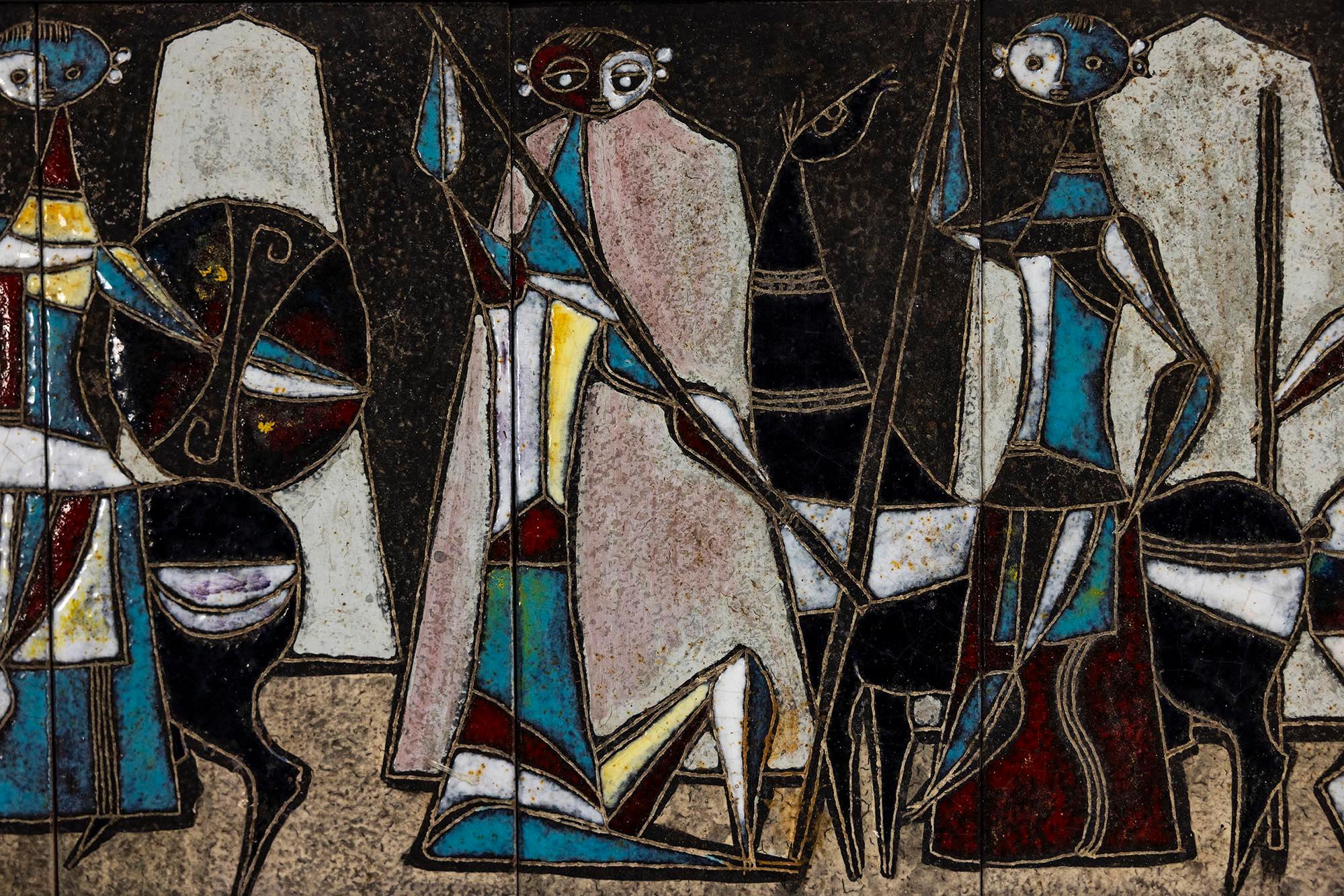 Milieu du XXe siècle Panneau mural en céramique attr. à Marcello Fantoni, Italie années 1960 en vente