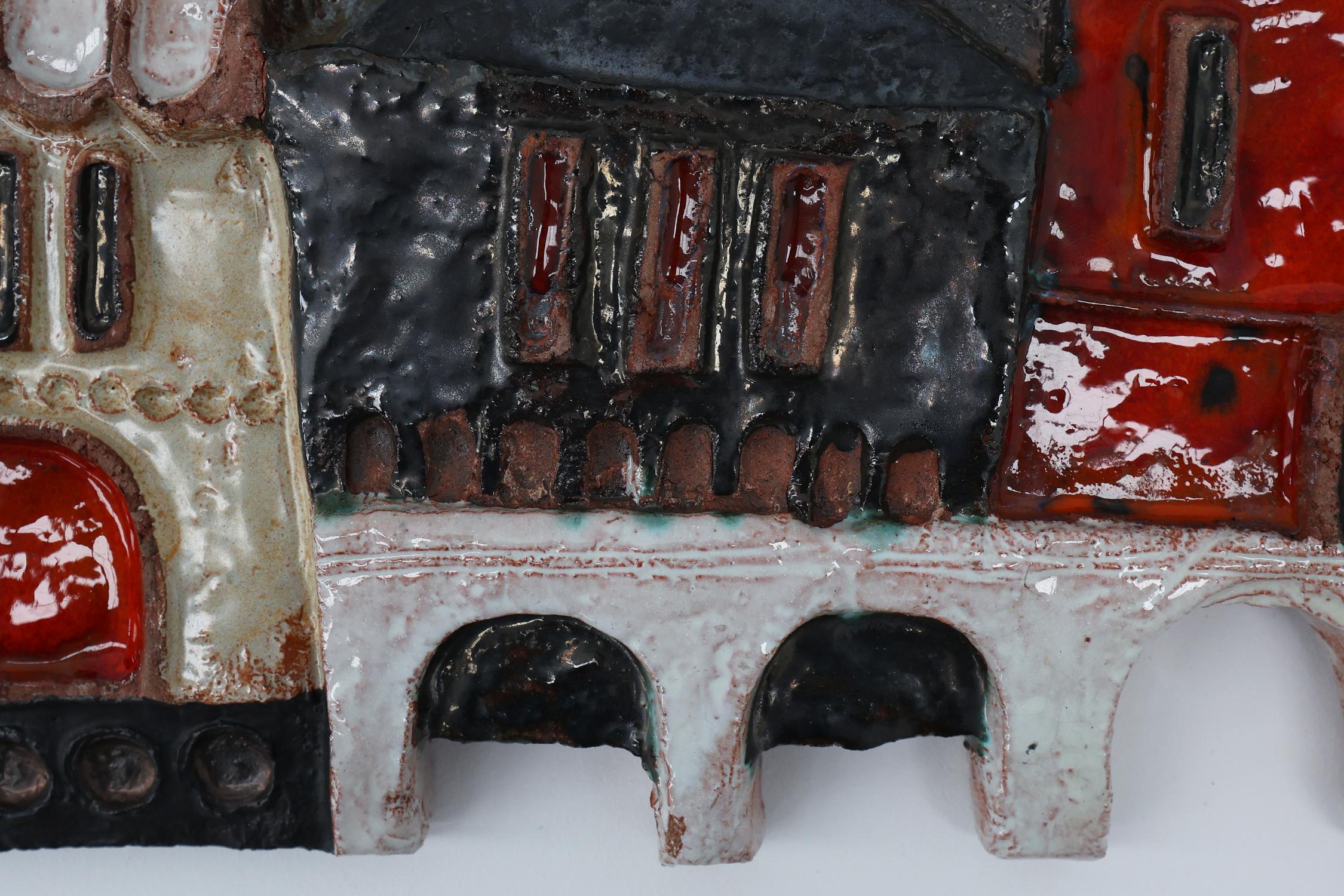Glazed Ceramic wall plaquette by the Belgian Artist Elisabeth Vandeweghe for Amphora For Sale