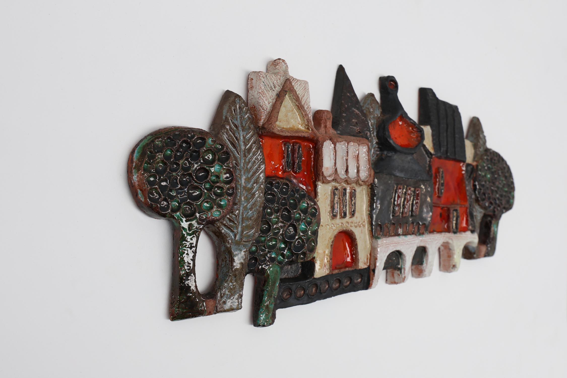 Mid-20th Century Ceramic wall plaquette by the Belgian Artist Elisabeth Vandeweghe for Amphora For Sale