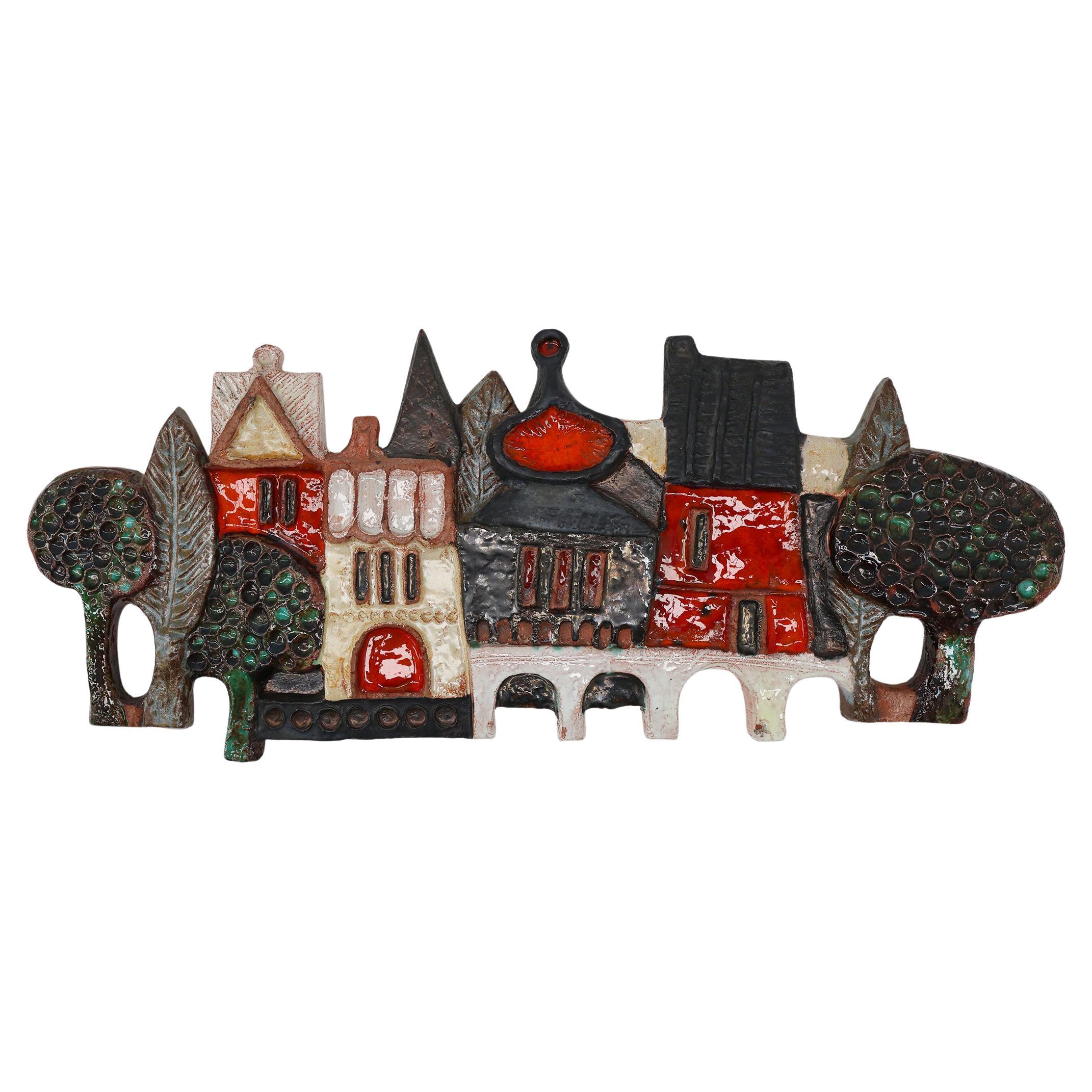 Ceramic wall plaquette by the Belgian Artist Elisabeth Vandeweghe for Amphora For Sale
