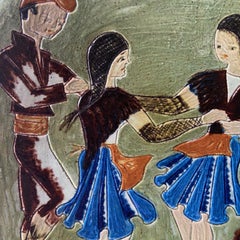 Ceramic wall plate signed by Spanish ceramist Puigdemont