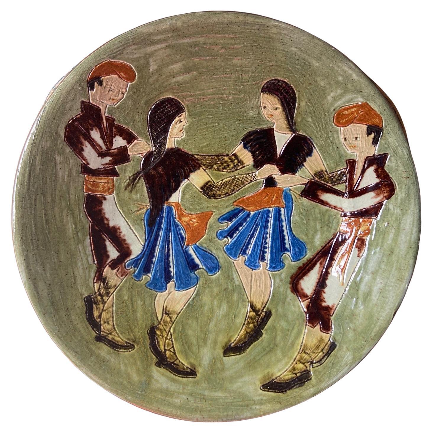 Ceramic wall plate signed by Spanish ceramist Puigdemont