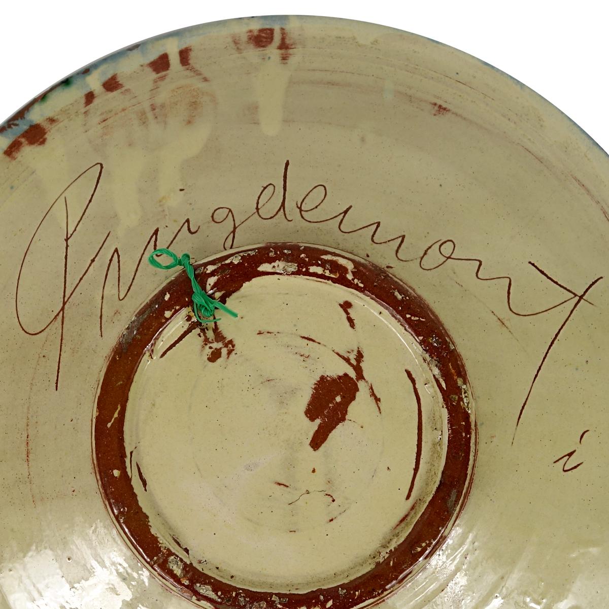 20th Century Ceramic Wall Plate with Fish Decor Signed by Spanish Maker Puigdemont For Sale