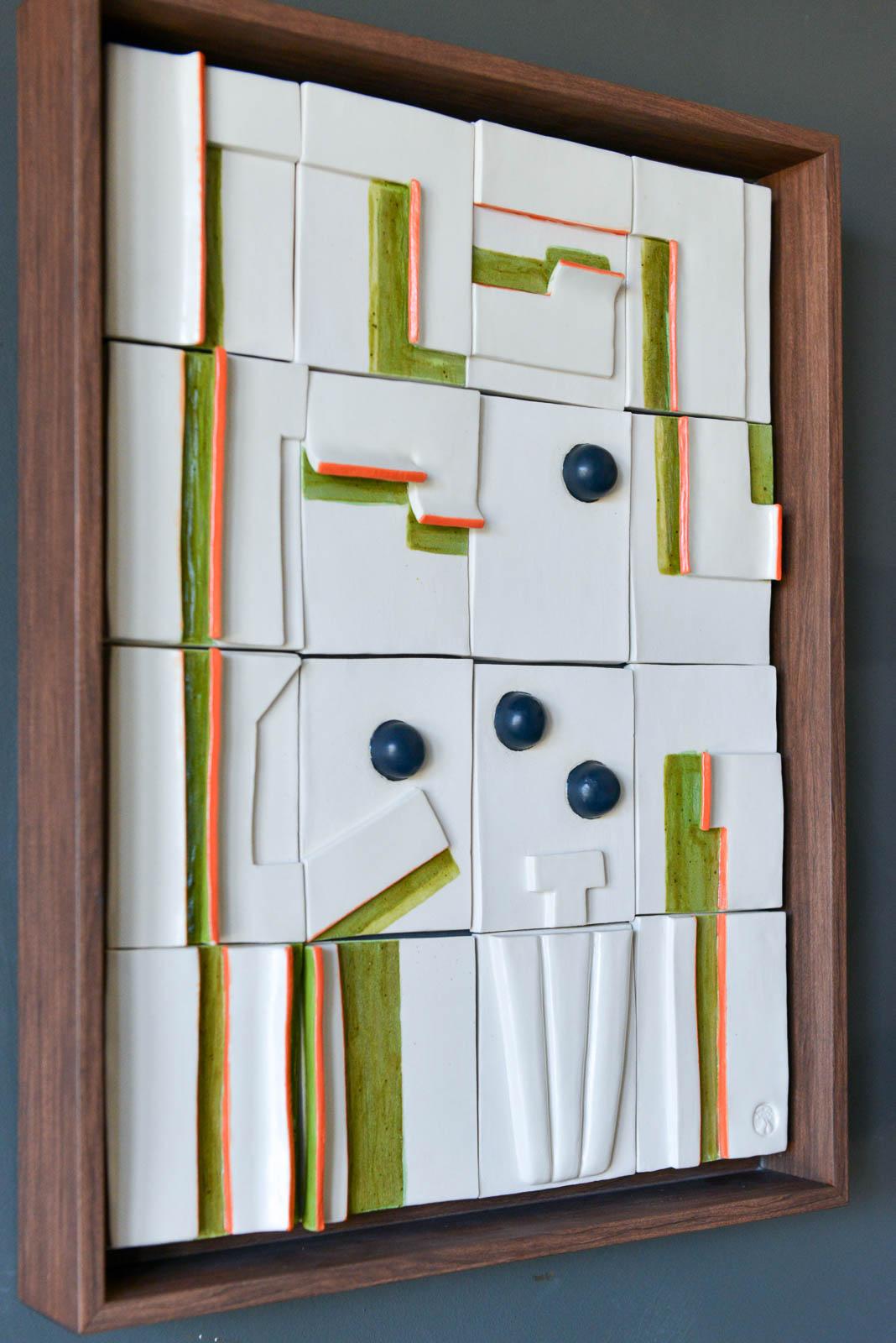 Glazed Ceramic Wall Relief by California Artist Adele Martin, 'Manzanita Tree-Day' For Sale