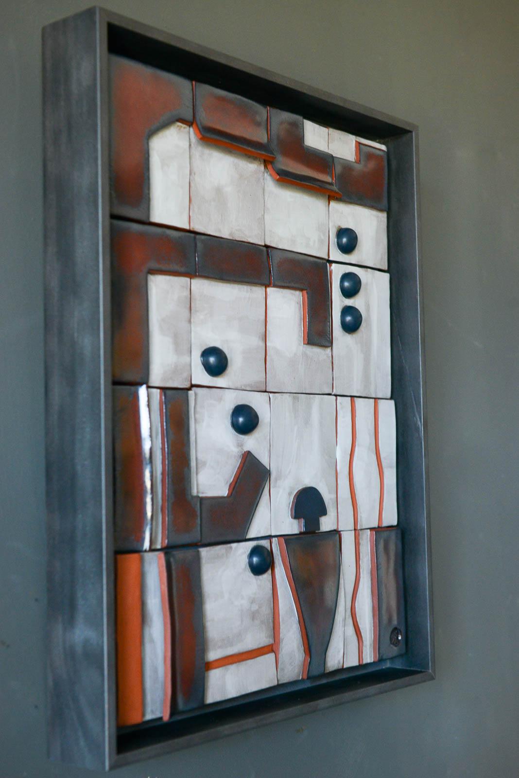 Ceramic Wall Relief by California Artist Adele Martin, 'Manzanita Tree-Night' In New Condition For Sale In Costa Mesa, CA