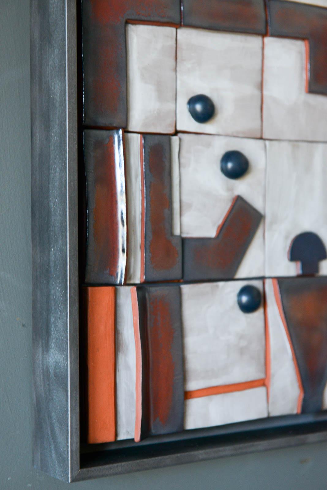 Ceramic Wall Relief by California Artist Adele Martin, 'Manzanita Tree-Night' For Sale 1