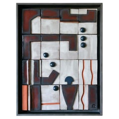 Ceramic Wall Relief by California Artist Adele Martin, 'Manzanita Tree-Night'