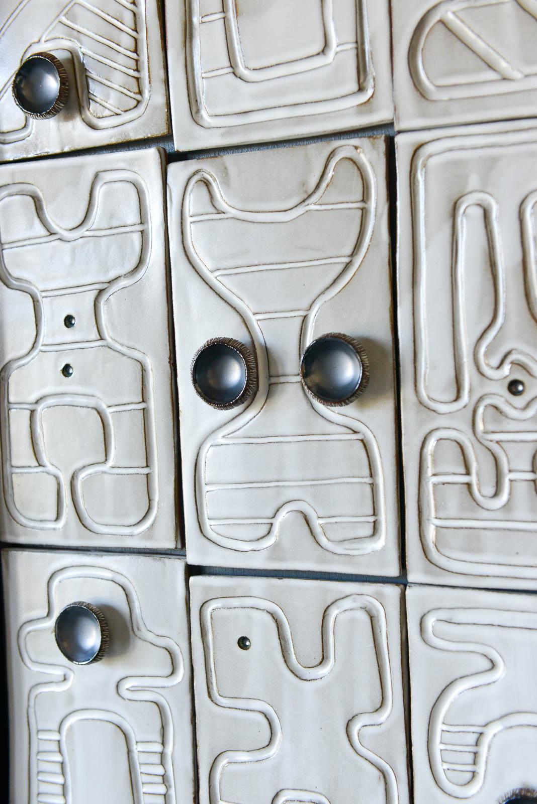 American Ceramic Wall Relief by California Artist Adele Martin, 'New Alphabet-Dialog' For Sale