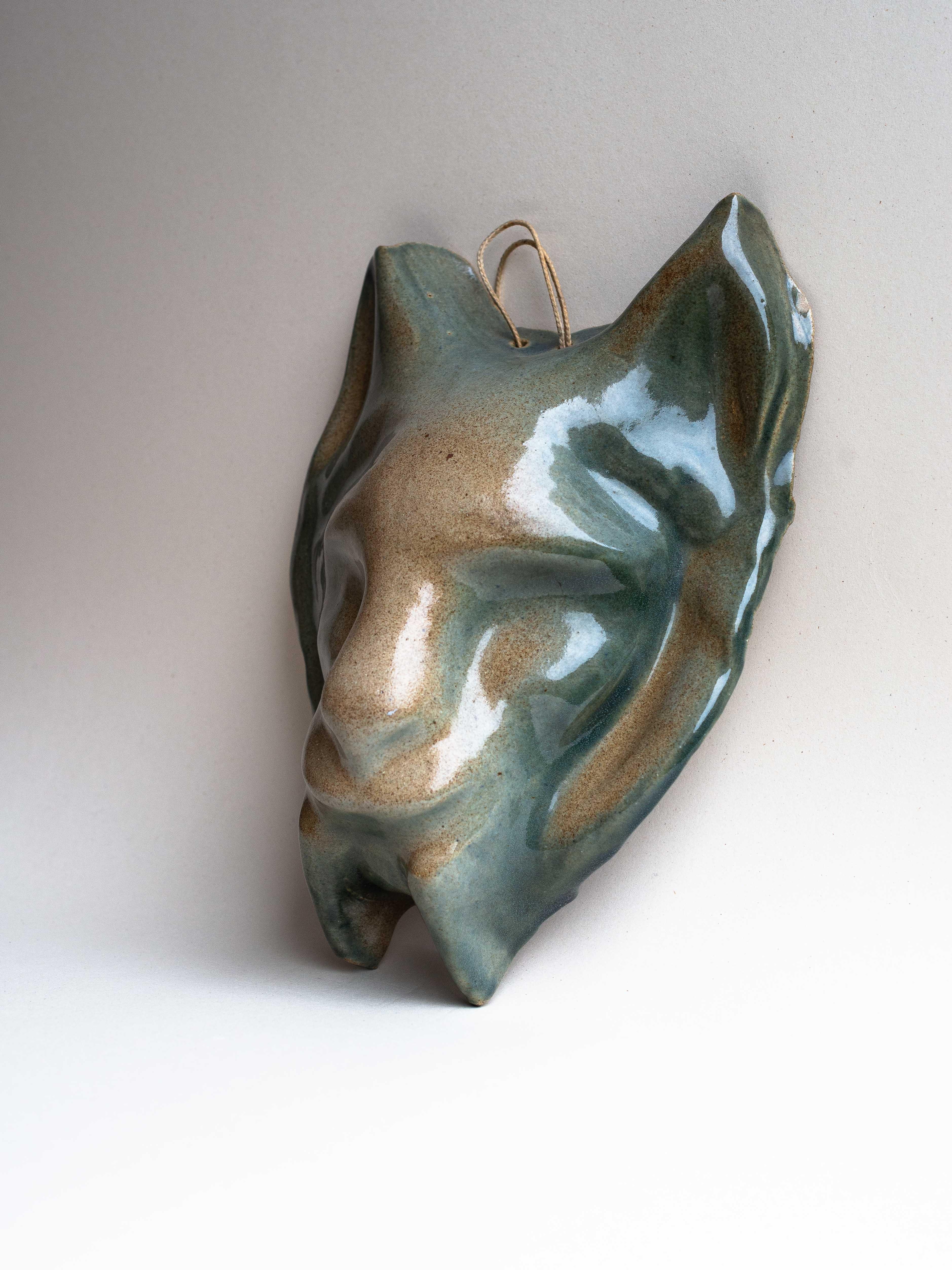 Ceramic Wall Sculpture, Zoomorphic Feline Mask, France 1970s For Sale 4