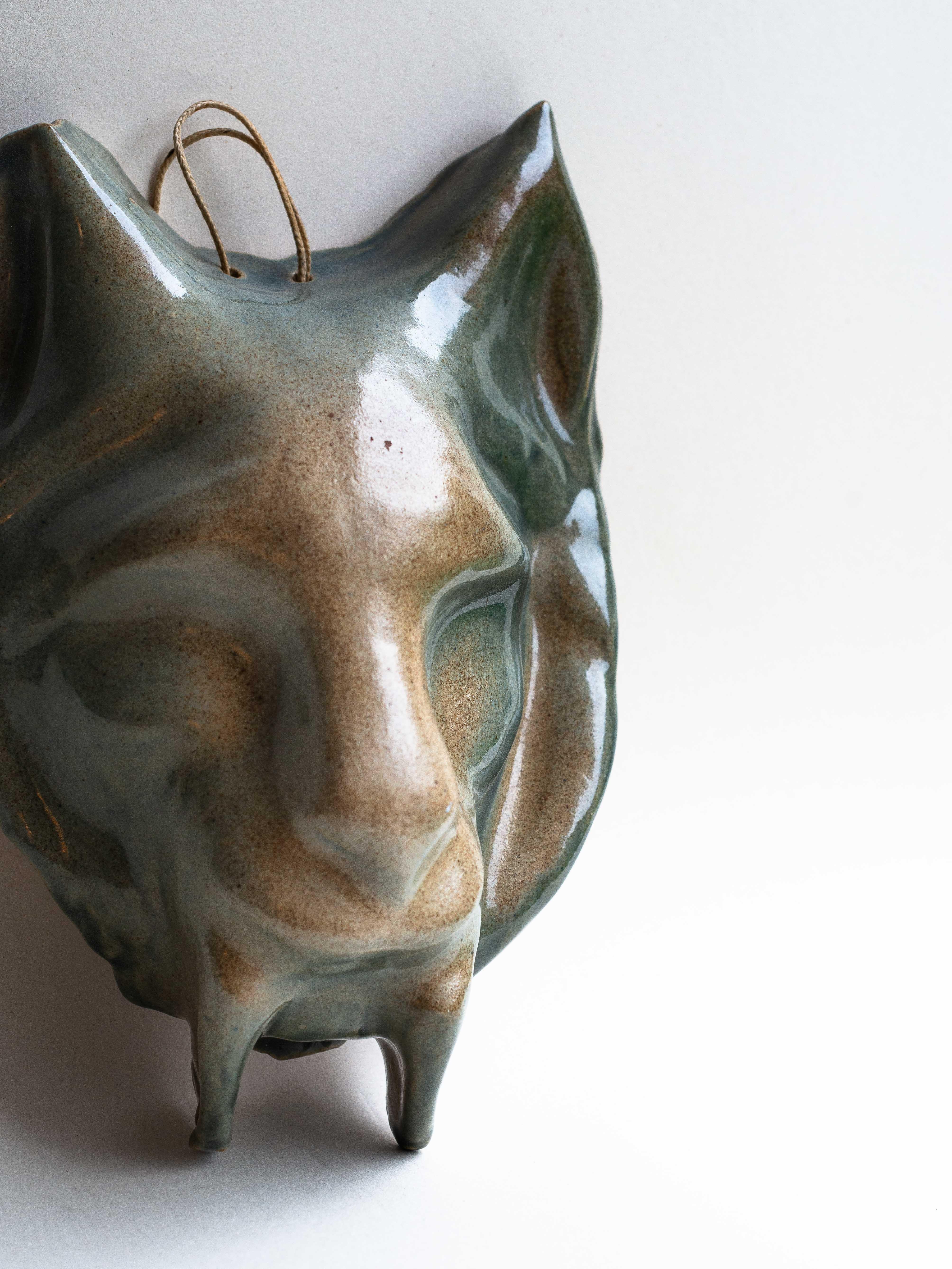 Ceramic Wall Sculpture, Zoomorphic Feline Mask, France 1970s For Sale 5