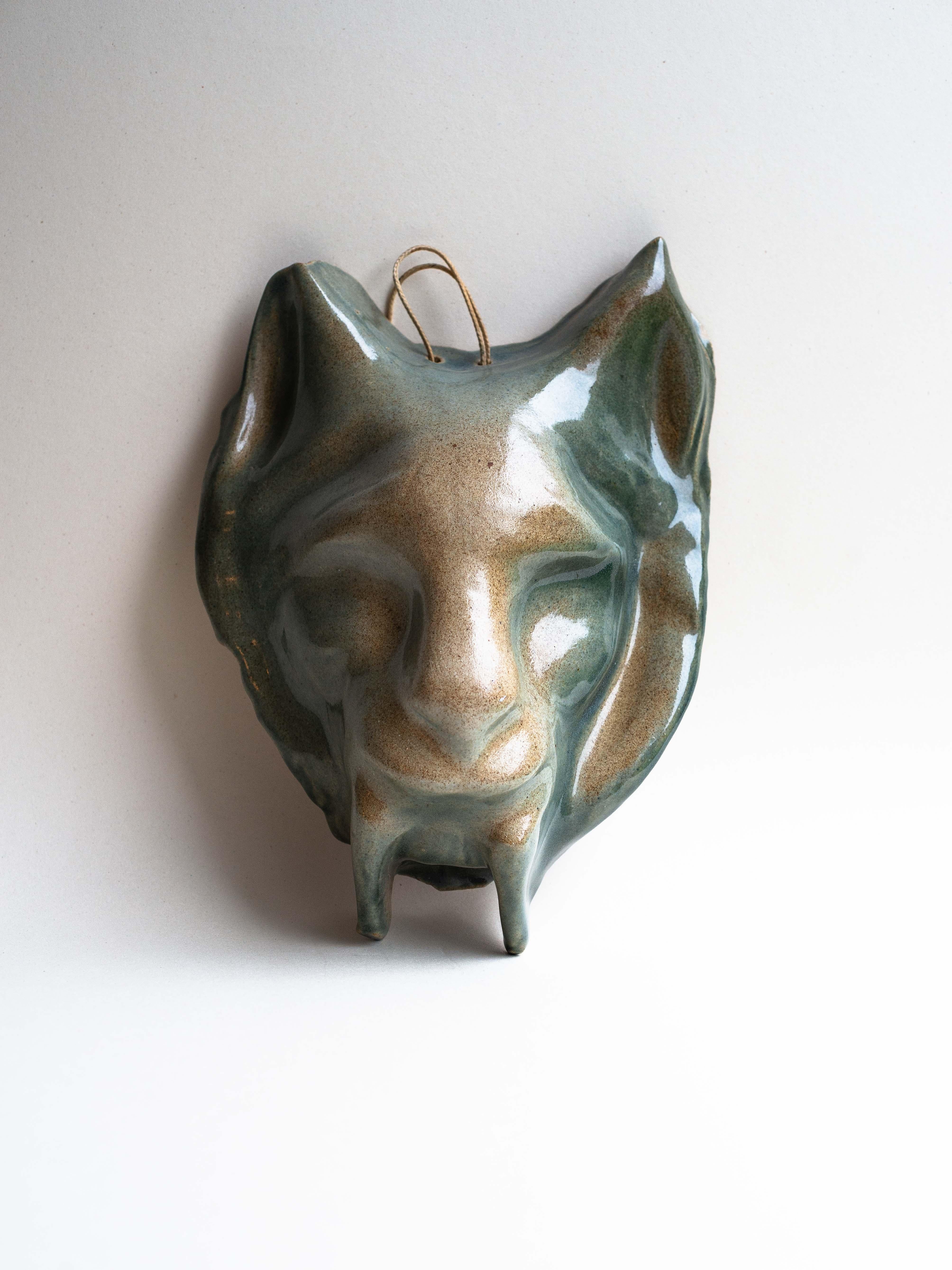 Ceramic Wall Sculpture, Zoomorphic Feline Mask, France 1970s For Sale 6
