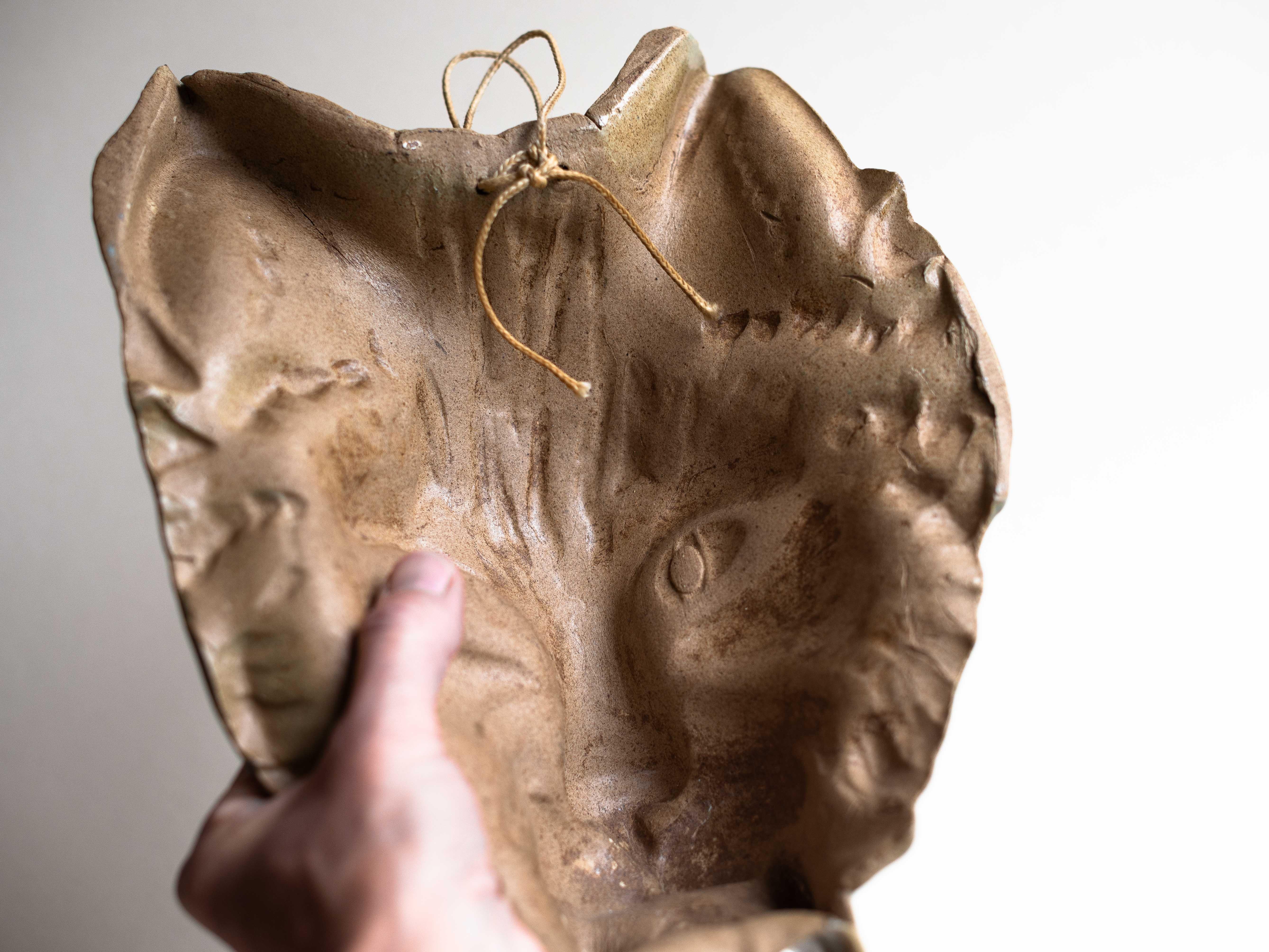 Ceramic Wall Sculpture, Zoomorphic Feline Mask, France 1970s For Sale 1
