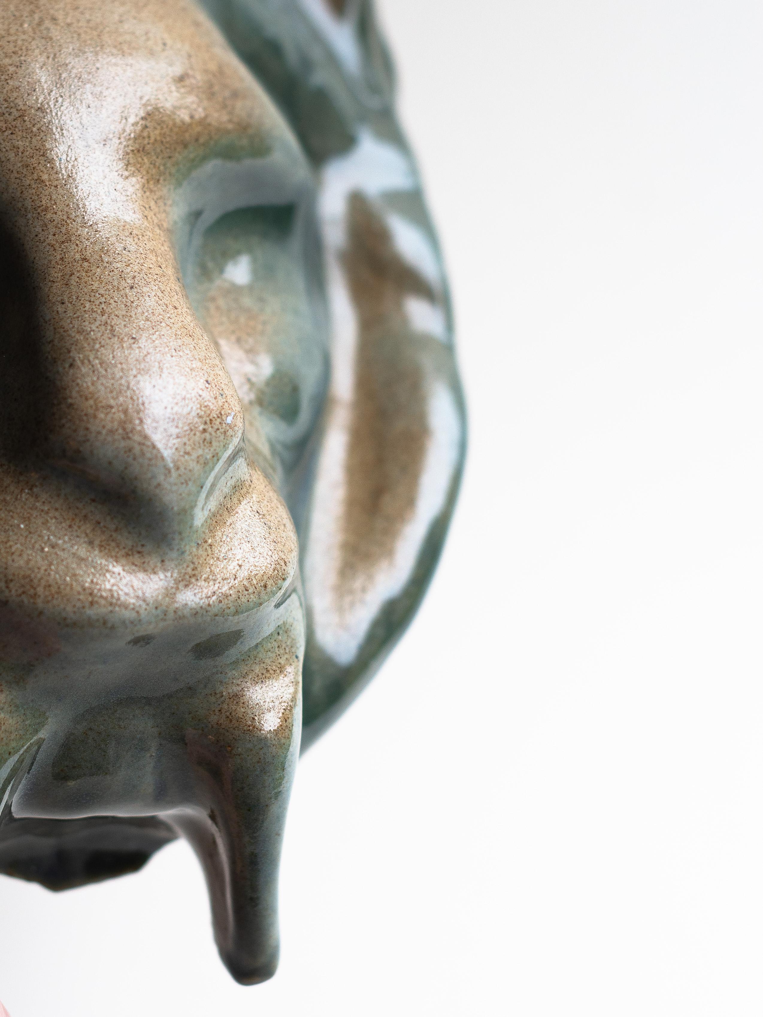 Ceramic Wall Sculpture, Zoomorphic Feline Mask, France 1970s For Sale 2