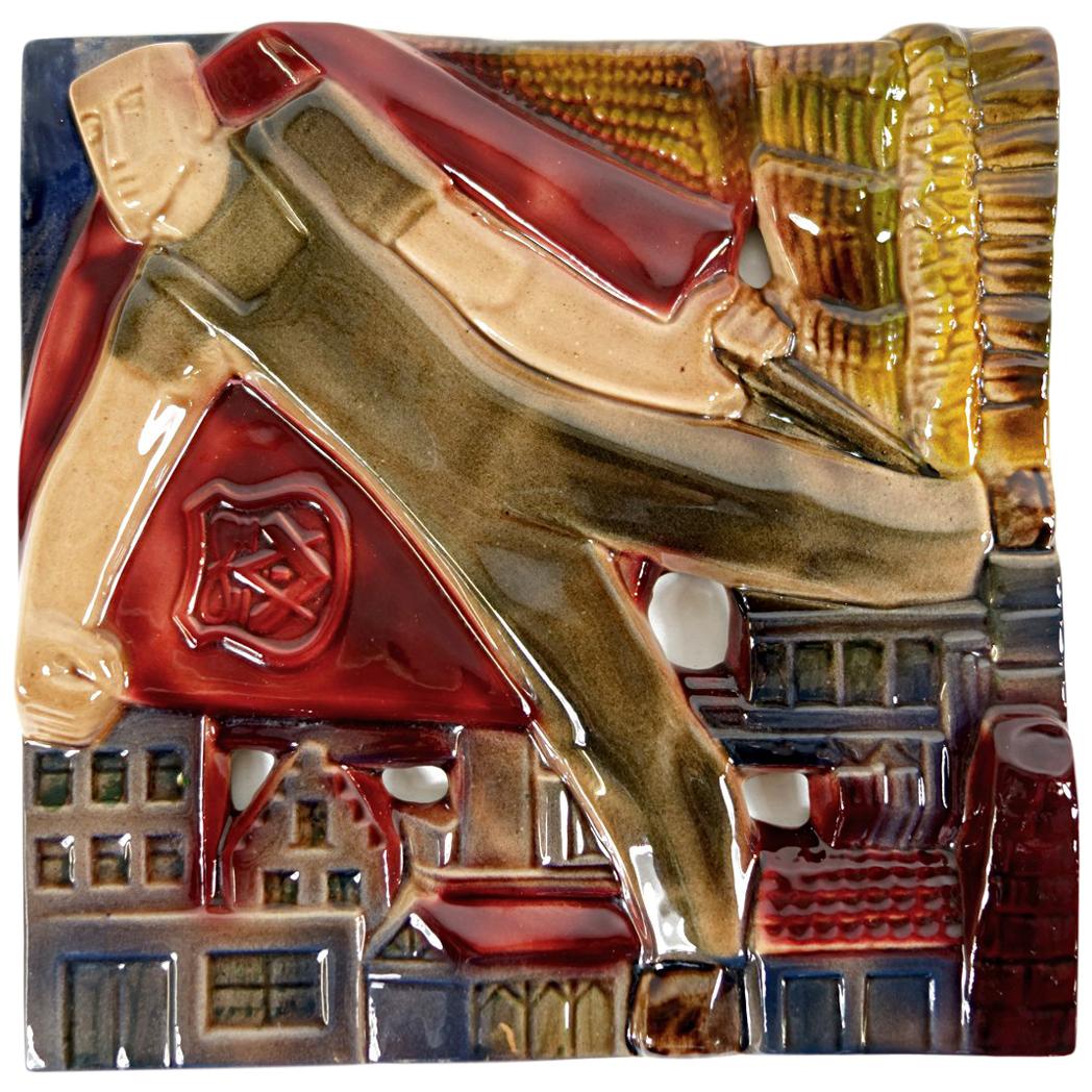 Ceramic Wall Tile Bas Relief by René Boschman for Cocéram