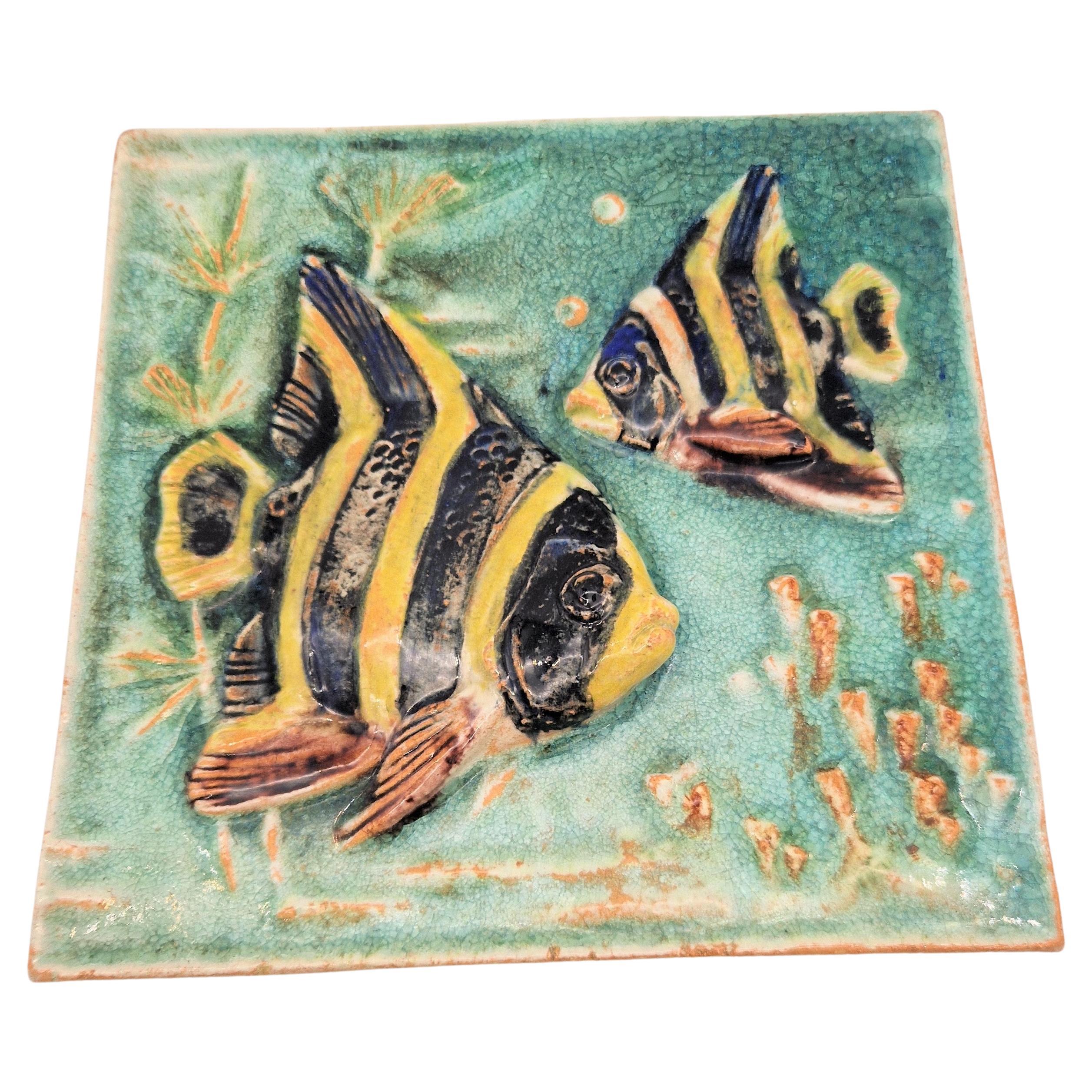 Keramik-Wandfliesen der Karlsruher Majolika von Feisst 1958 