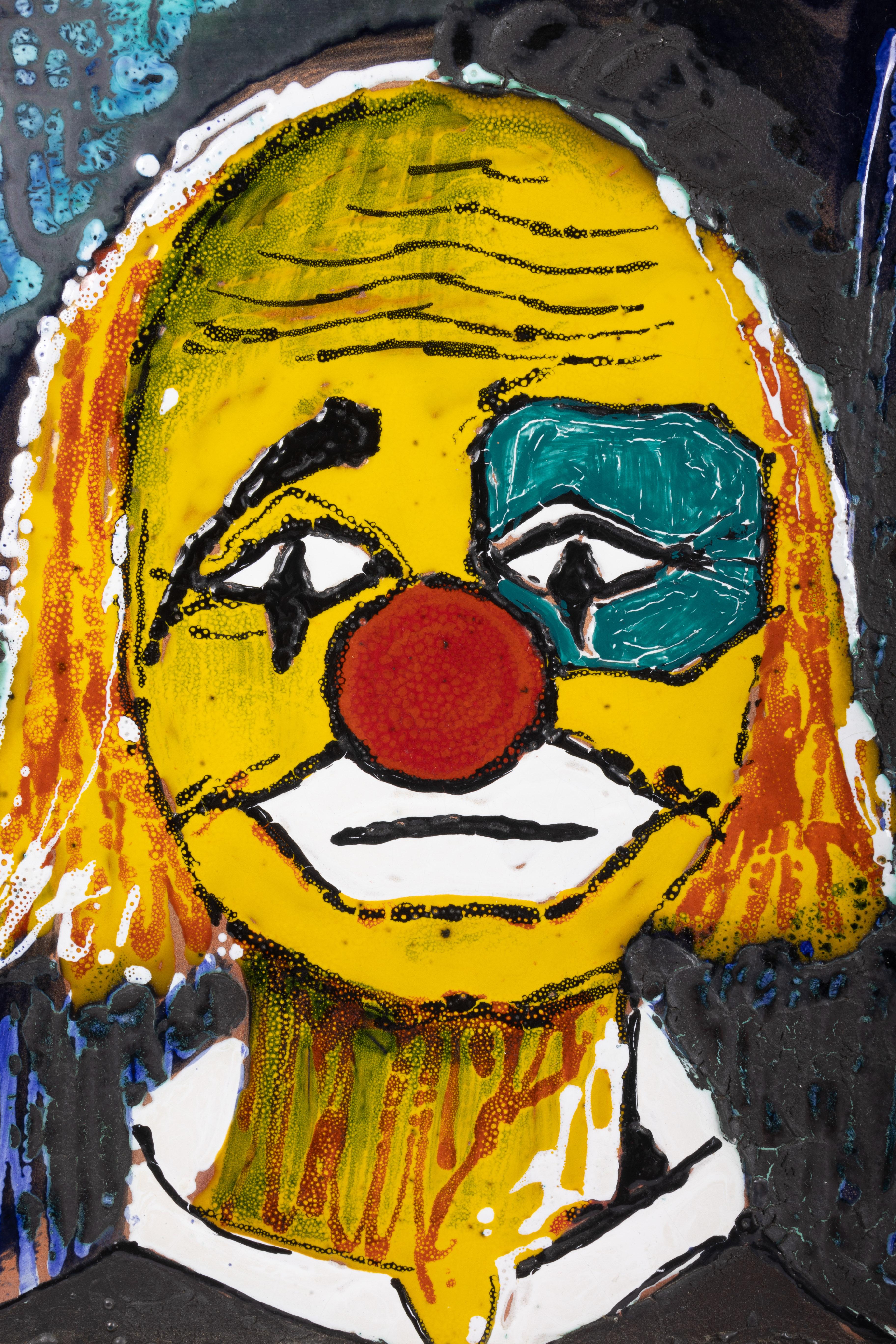Smaltato Stile da parete in ceramica raffigurante un clown, Spagna in vendita