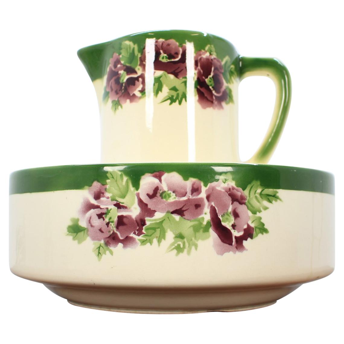 Set da lavaggio in ceramica di Urbach Freres 1920