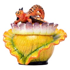 Ceramic Waterlilies Plant Jewelry Box  , hand made in South Africa