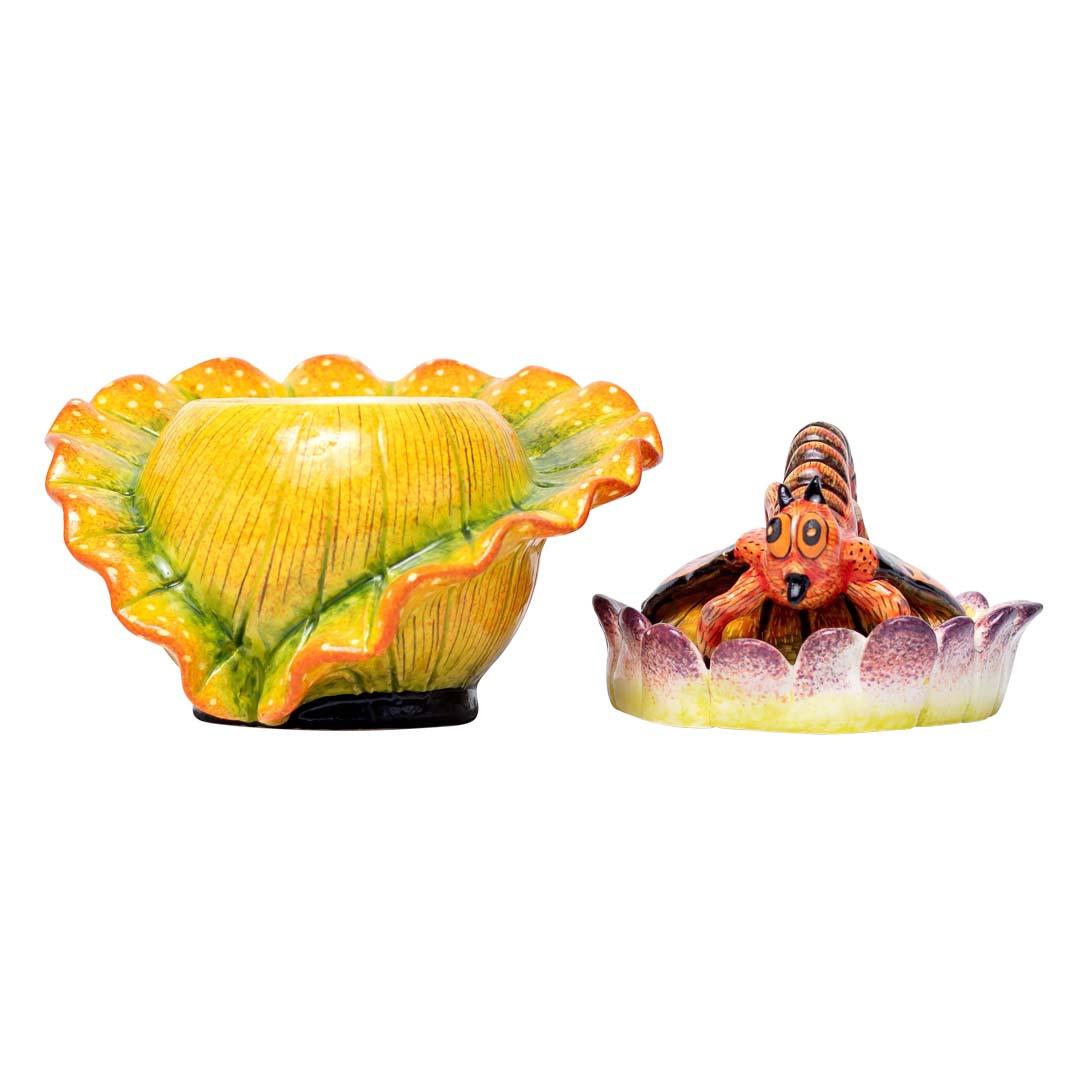 South African Ceramic Waterlilies Plant Jewelry Box  , hand made in South Africa For Sale