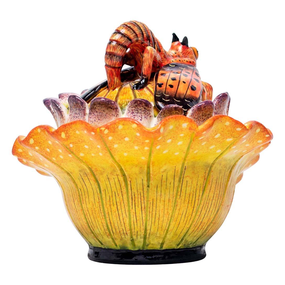 Fired Ceramic Waterlilies Plant Jewelry Box  , hand made in South Africa For Sale