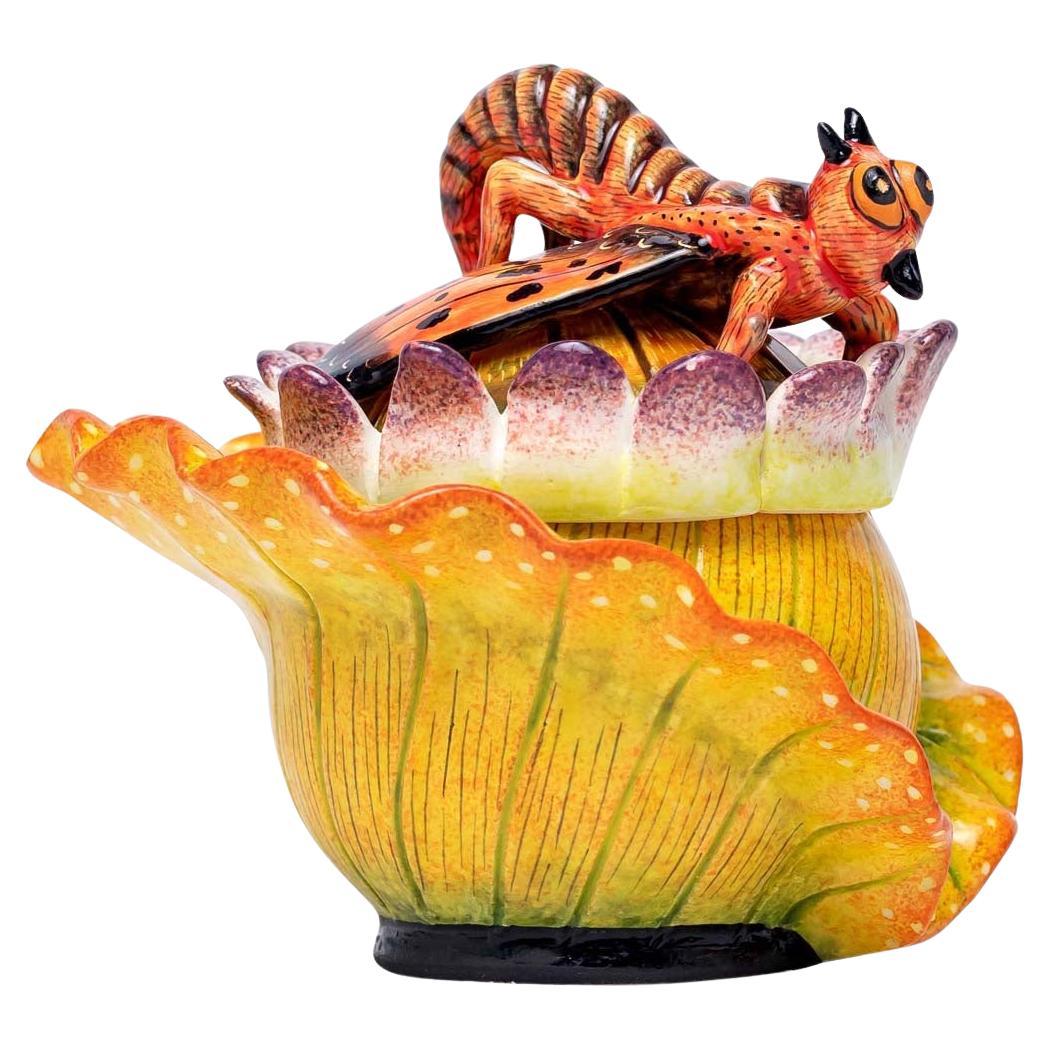 Ceramic Waterlilies Plant Jewelry Box  , hand made in South Africa