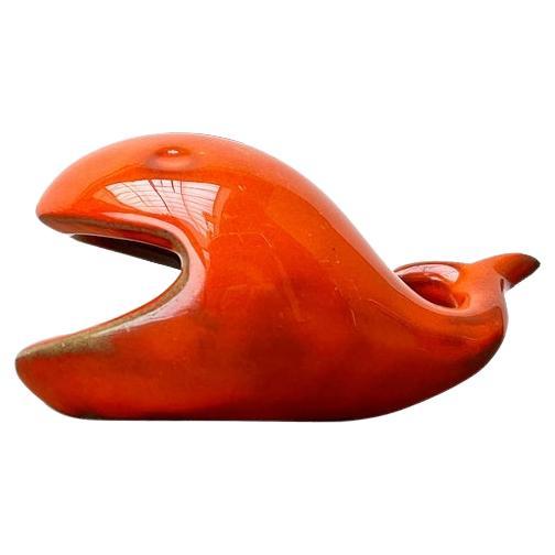 Cenicero de cerámica en forma de ballena de Ceramica D'Arte, Salerno, Italia, años 70